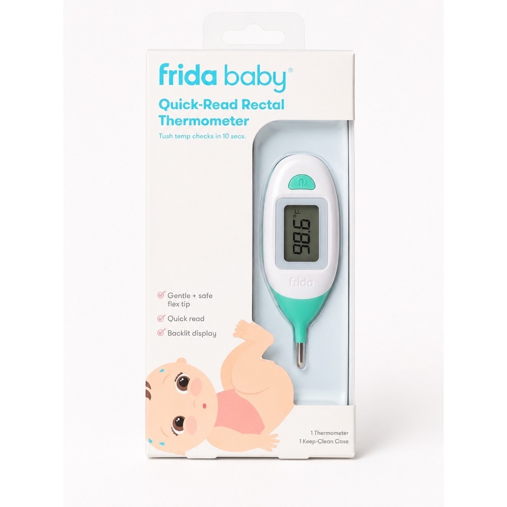 Frida Baby Quick-Read Rectal Thermometer Digital 10 Second Read White Teal NEW